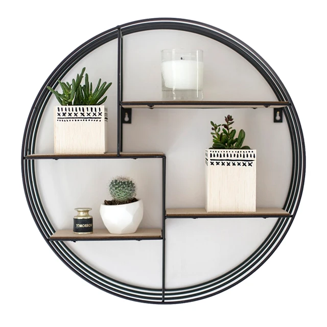 

Customized Home Decor Accessories Vintage Hanging Metal Wall Shelf, Black