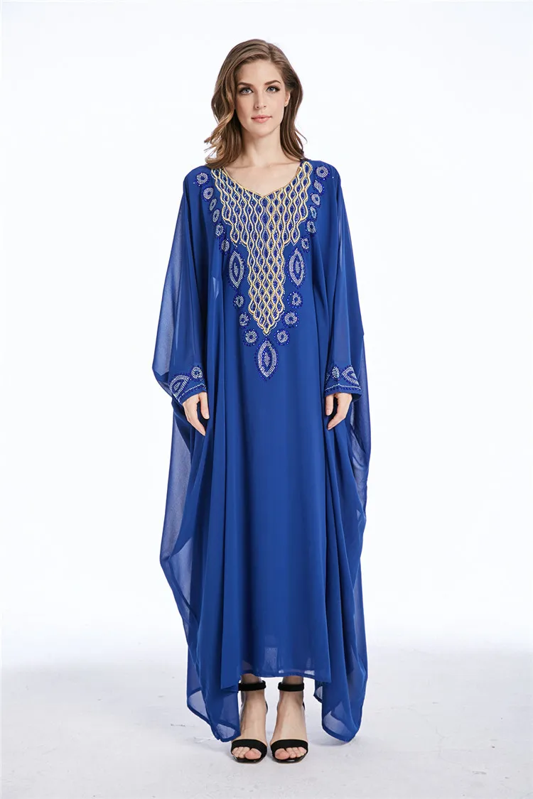Dubai New Model Wholesale Navy Chiffon Islamic Clothing Dress - Buy ...