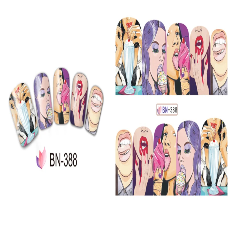 

BN385-396 Pop Art Nail Sticker Water Transfer Decals for Nail Beauty and Nail Art Decoration