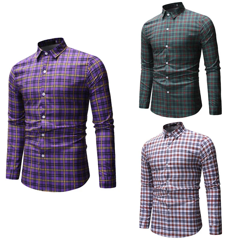 

2019 new casual plaid men's shirts in stock