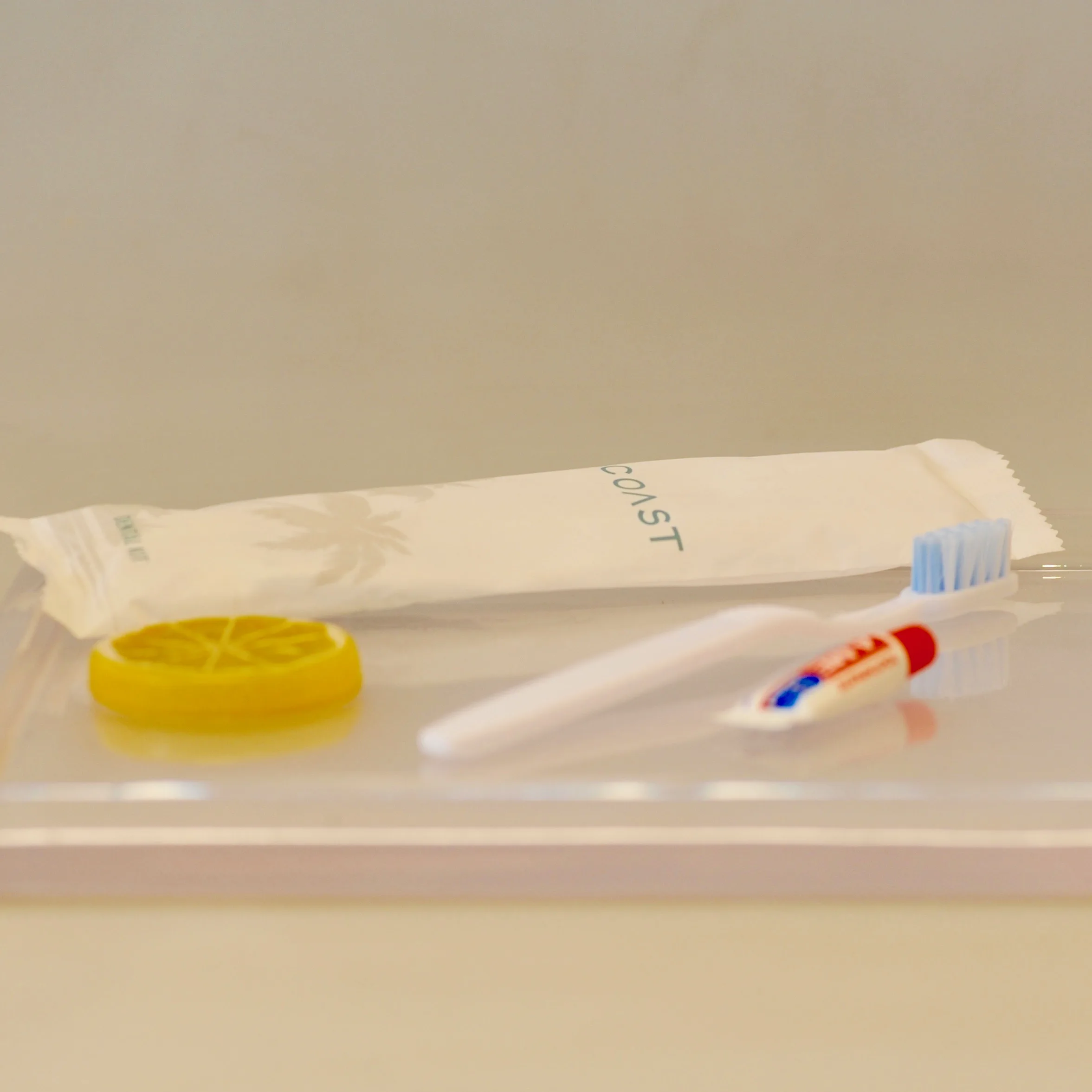 
GMPC standard toothbrush kit packed in flow pack for hotel and travel 