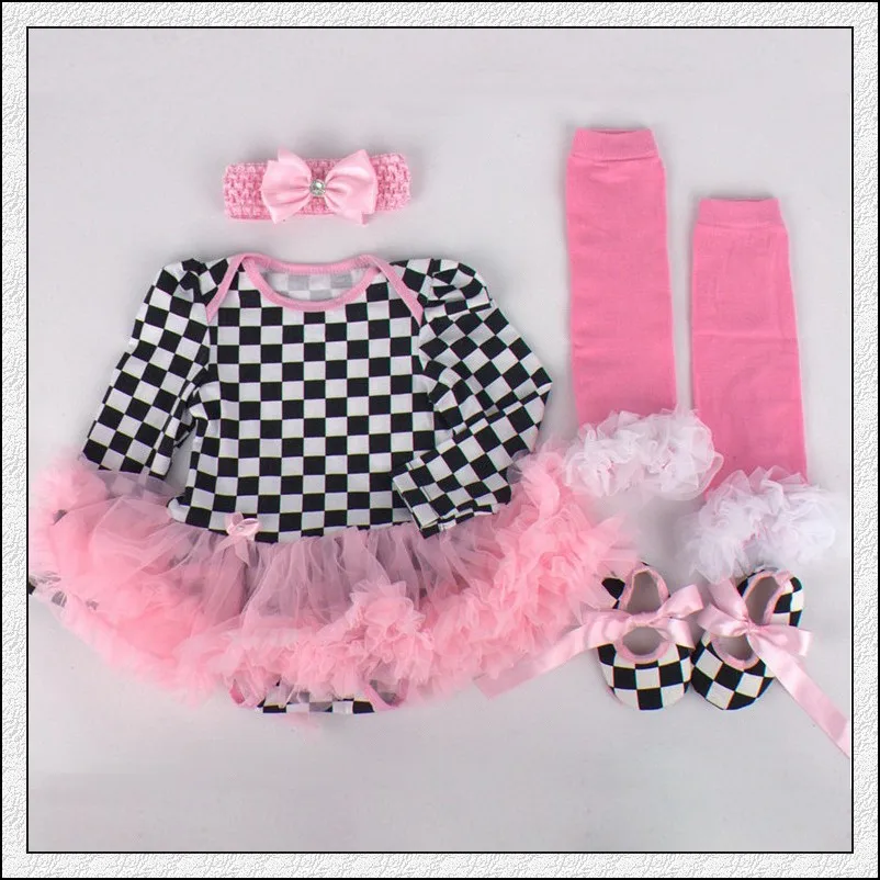 

Hot Sale Newborn Girls Romper Set Of Gorgeous Pageant Pillowcase Lace Dress Grid Skirts Matching Ruffle Pants, As picture or your request pms color