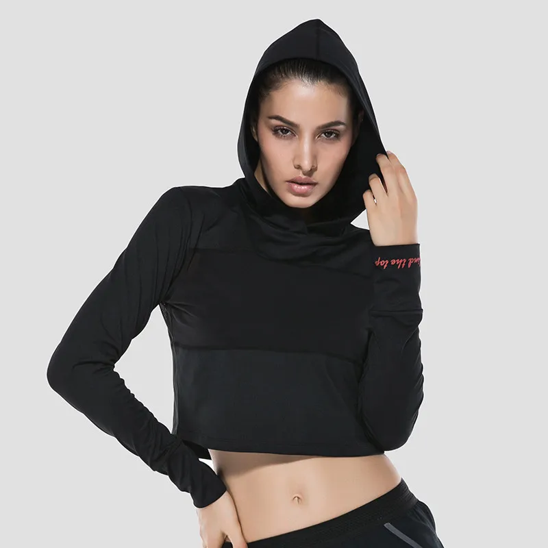 

Women Cropped Top Hoodie Breathable Sexy Shirts See-Through Sports Jacket, N/a