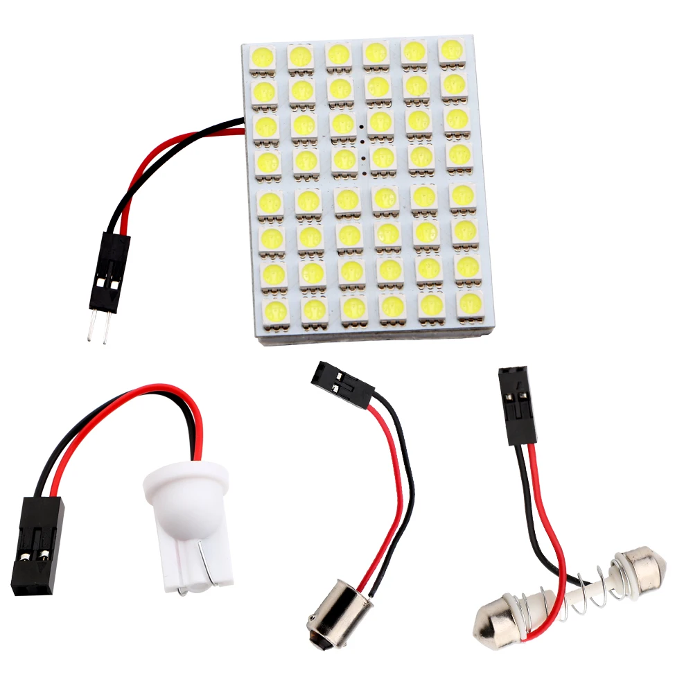 48 SMD 5050 led panel lights 12V led car interior light cool white with festoon t10 ba9s