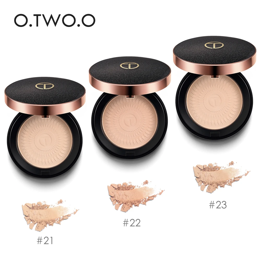 

O.TWO.O Natural Face Powder Mineral Foundations Oil-control Brighten Concealer Whitening Make Up Pressed Powder With Puff