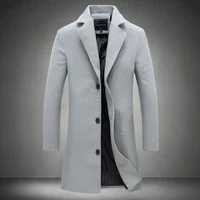 

Autumn and winter men's solid color long trench coat black khaki gray blue material coat four colors ss0009