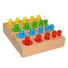 Kids Montessori Toys Colorful Socket Cylinder Set Beech Wood Multicolor Blocks Early Educational Math Teaching Toys