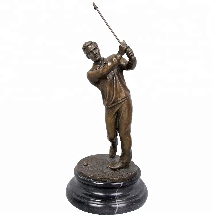 

DS-039 Bronze Male Golfer Statue Sculpture Man Playing Golf Copper Statuette Figurine for Office Decoration Friend Gifts