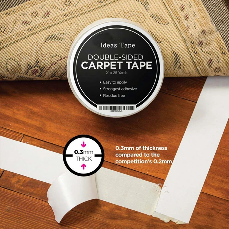 Heavy Duty Rug Carpet Hardwood Tape Double Sided 2x25 Yards