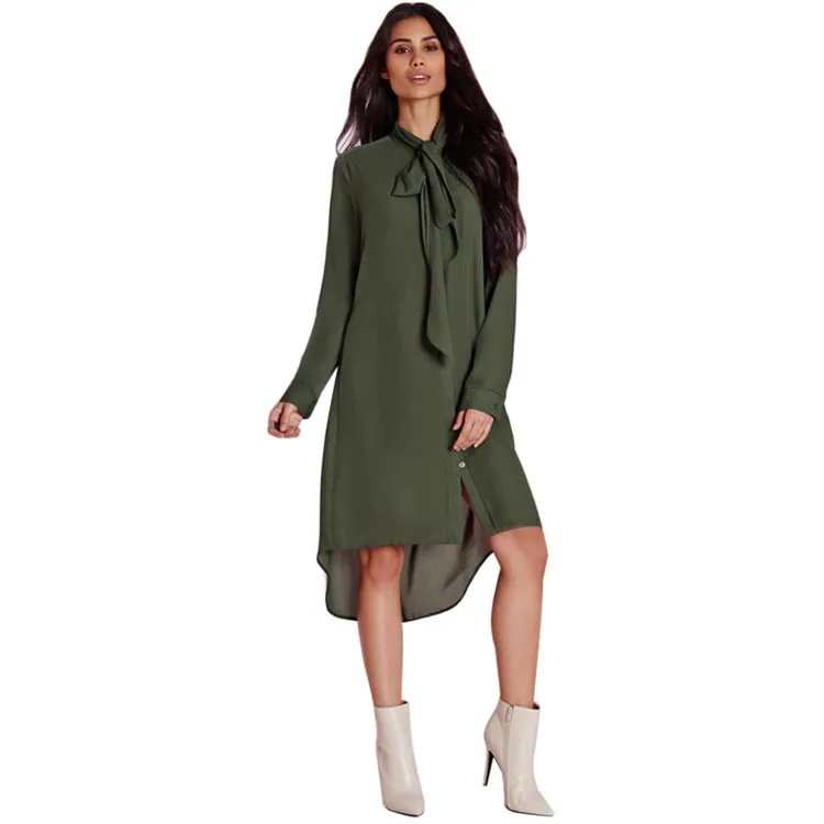 

Custom solid color long style shirt for lady