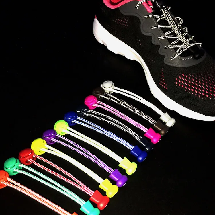 

Low MOQ 3M Reflective No Tie Shoe Laces 3mm Round Elastic Reflective Lazy Shoelace For All Shoes, 15 colors available