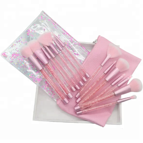 

7pcs Pink Shiny Crystal Diamond Synthetic Makeup Brushes Set Glitter MakeupTool Brushes Kit, 4 colors