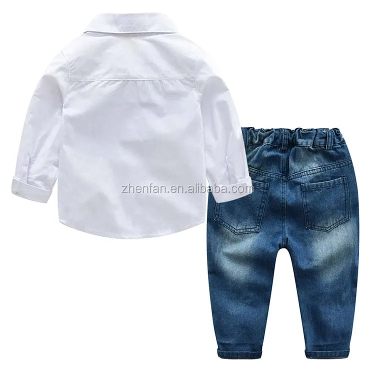 
long-sleeved cotton gentleman kids boy baby shirt matching with jeans 