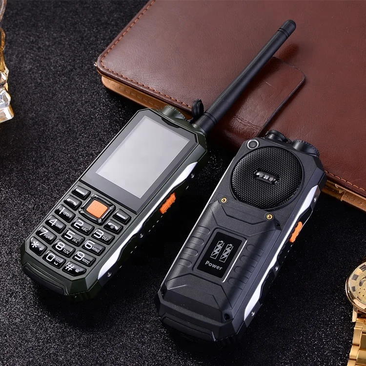 

J10 walkie-talkie with AT&T GSM900/1800mHz dual sim card mobile 2.4inch power bank loud speaker FM radio bar feature phone, Black;green