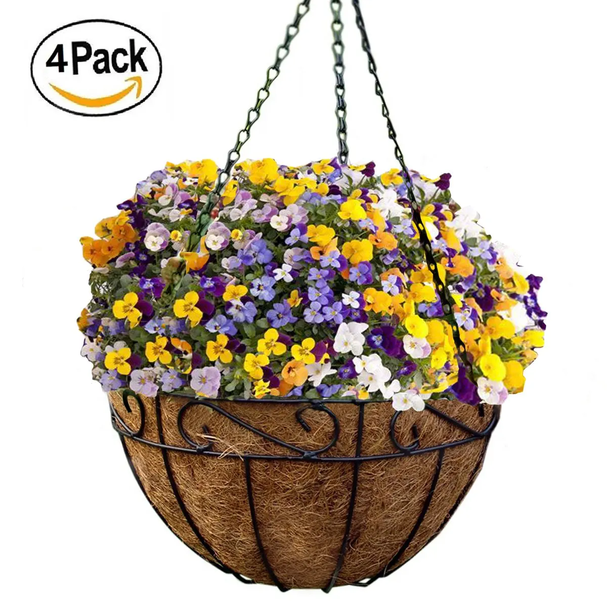 Metal Hanging Flower Baskets Find Get Quotations 4 Pack Metal Hanging Planter Basket With Coco Coir Liner 10 Inch Round Wire Plant Holder