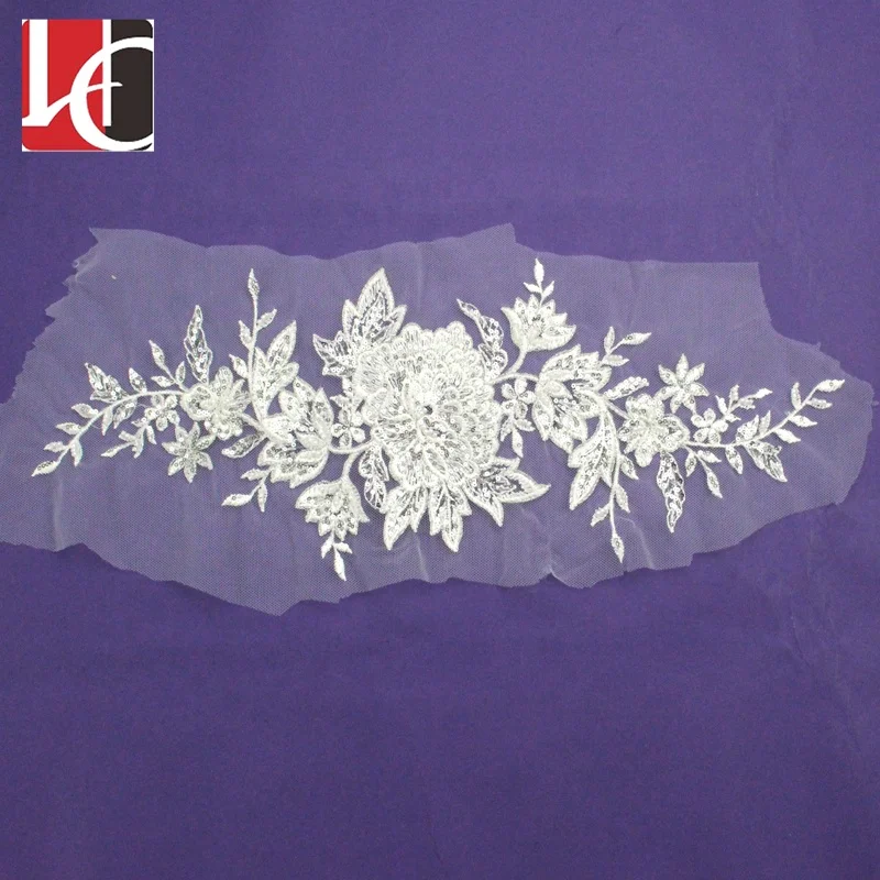 

HC-5779 Hechun Custom mesh lace flower applique embroidery designs, According to your need