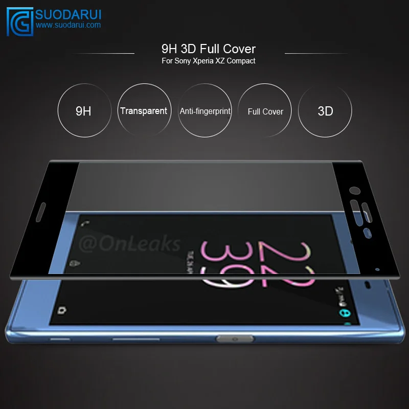 3D 9H Tempered glass Screen Protector film For Sony Xperia XZ Compact Full Cover