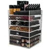Wholesale custom shopping beauty 6 drawer Organizer, Clear flip lid cube Box, Lipstick Vanity Large Makeup Storage Case
