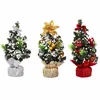 New Year Wholesale cheap decorated 8 inches mini artificial umbrella black/white green tabletop christmas tree