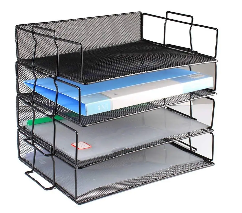 
Amazon Hot Sale Office desk organizer 4 tier mesh paper file document stackable letter tray for organizer holder 