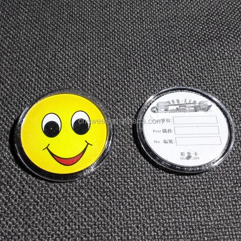 
Plastic logo name badges customized blank acrylic pin badge 