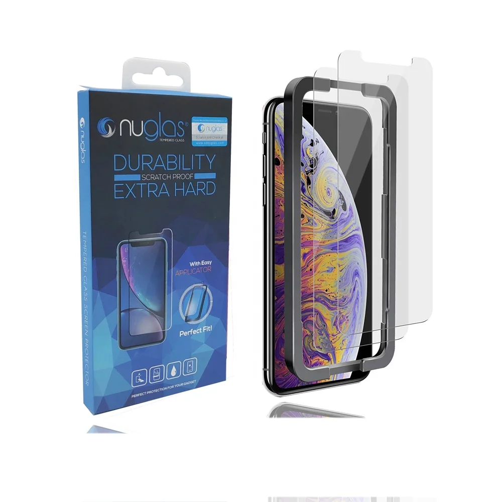 

Nuglas 2 pack with install tray Screen Protective Film for iPhone Xs/XR/Xs max Tempered Glass Screen Protector, Crystal clear