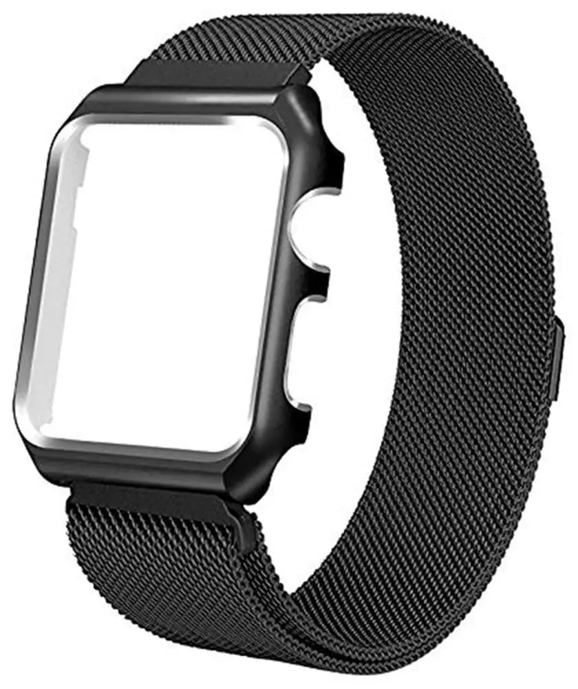 

Tschick Milanese Loop Replacement Band With Metal Protective Case For Apple Watch Strap Series 4/3/2/1 38mm 42mm 40mm 44mm, Multi-color optional or customized