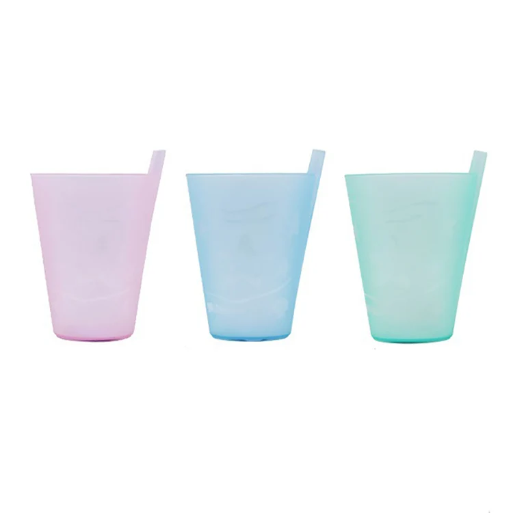 

Amazon Hot Sale Children Plastic Drinking Water Cups Built in Drinking Straw Fruit Juice Milk Drink Home Cup Juice Cup, Pink green blue