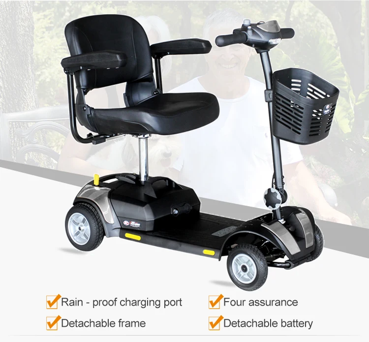 Outdoor 4 Wheel Easily Lightweight Comfortable Folding Mobility Disabled Scooter For Elderly