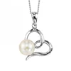freshwater pearl mount jewelry open heart shaped pendant 925 sterling silver necklaces wholesale