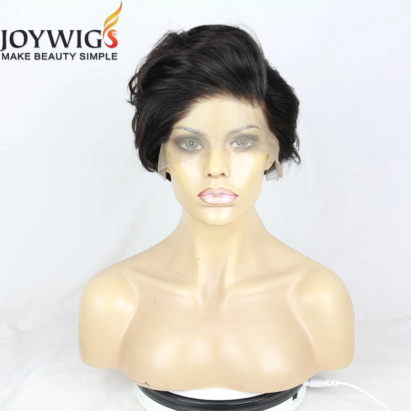 

Wholesale Hot Selling Pixie Cut Short Hair Lace Front Wig Wave Style 100% Human Hair 8in Length 130% Density