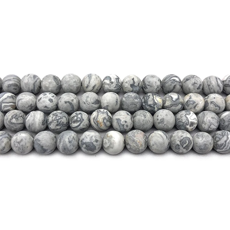 

High quality 6mm 8mm 10mm 12mm matte frosted grey earth stone beads for jewelry making (AB1580)