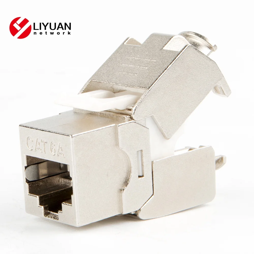 
zinc alloy 180degree RJ45 STP Toolless keystone jack 6a 