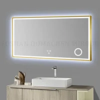 

hotel decorative big size metal antique brass frame LED lighting mirror with magnifier with bluetooth