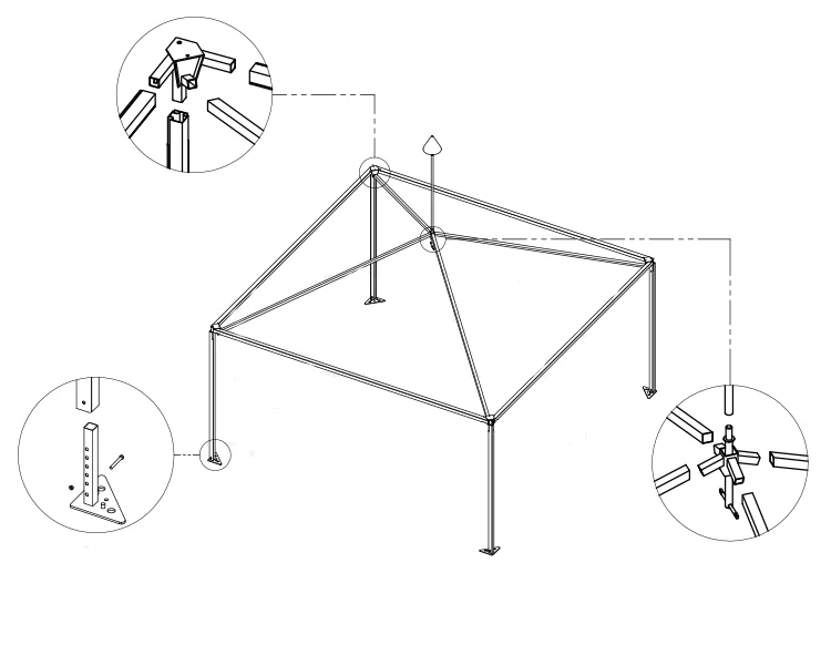 Схема сборки шатра беседки