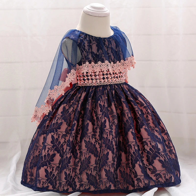 

New Model Casual Baby Baptism Birthday Dresses For Small Girl 1 Year Old L1852XZ, Blue;purple;grey;green