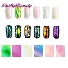 6 pcs Punk Transferência Da Folha De Unhas Autocolante Folhas Espelho Galáxia Glitter De Vidro Quebrado Quebrado Estêncil Da Arte Do Prego Adesivos Desgin Decal
