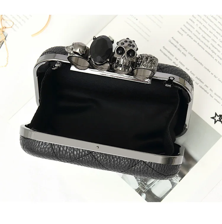 Source Wholesale lady cheap long chain small black Skull ring evening clutch  bags on m.