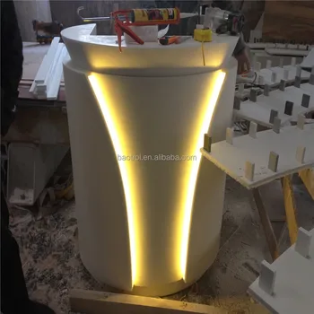 Salon reception desk design led light small round shape reception ... Désign Reception Salon