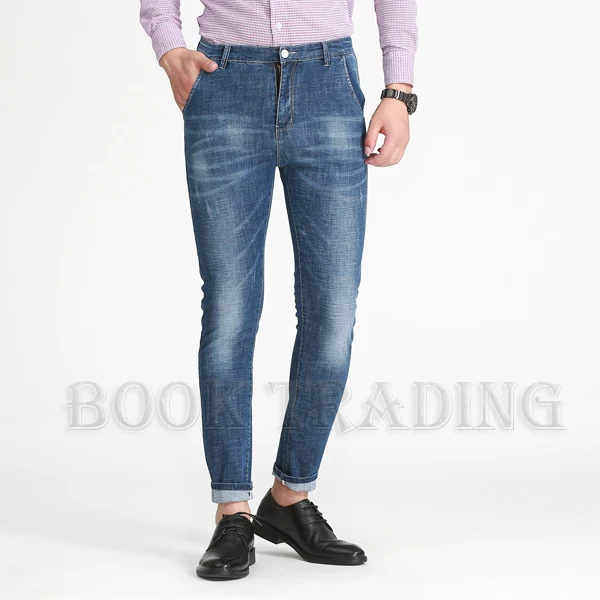 

China factory custom wholesale made high quality popular mens skinny jeans, Light blue