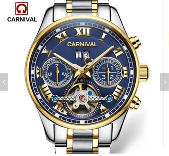

2016 Top 10 Brand Carnival Automatical Mechanical Hand Wrist Watch for Men Sapphire Window relogio masculino, Gold