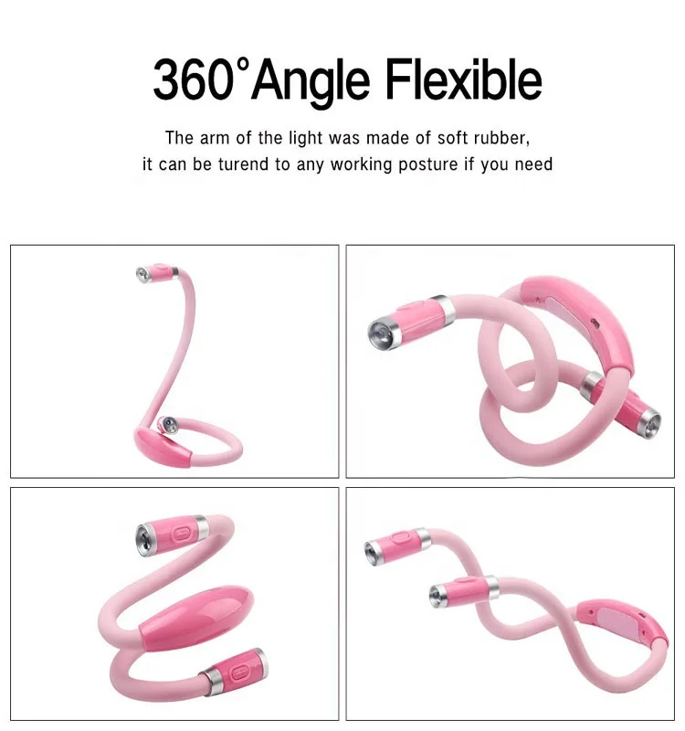 
Hand Free Best for Bed Reading or read in car Flexible Arm 4 Super Brightness 4-Level light Control Rechargeable LED book Light 