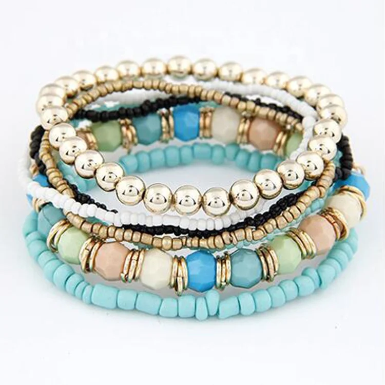 

European and American fashion mix and match bohemian multilayer beaded bracelet handmade, Picture