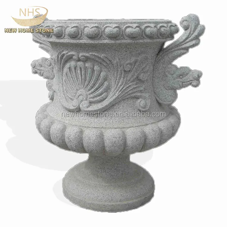 

hand carved cup shaped natural granite flowerpot, Natural stone color