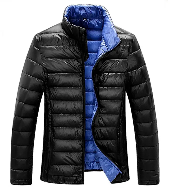 

Men Zipper Stand Collar Folding Ultralight High Quality Duck Down Jacket, Black;blue;yellow