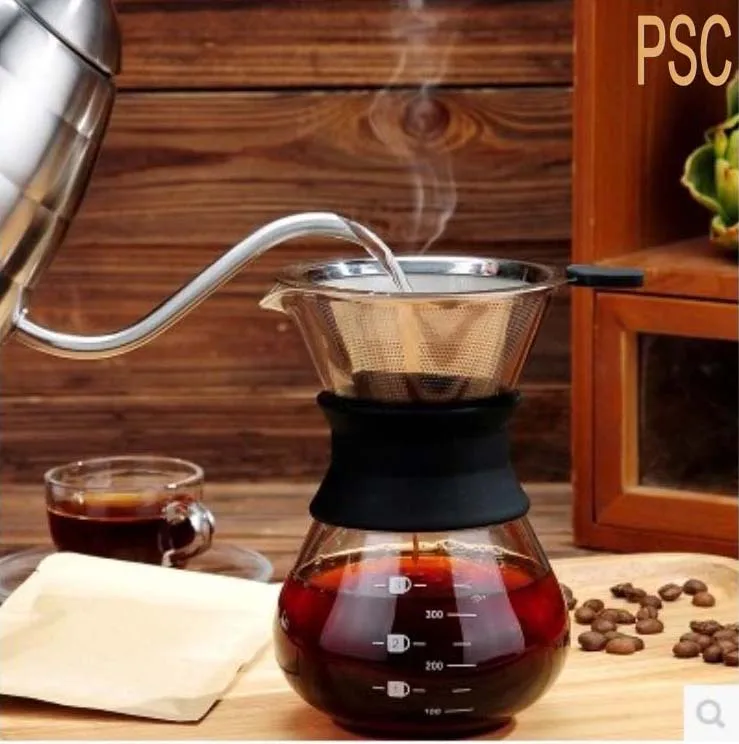 Black Silicon Band Coffee Dripper Pour Over Coffee Maker With Permanent