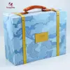 large luxury blue cardboard paper gift box with handle for bedding set/coats/ jackets apparel packaging box