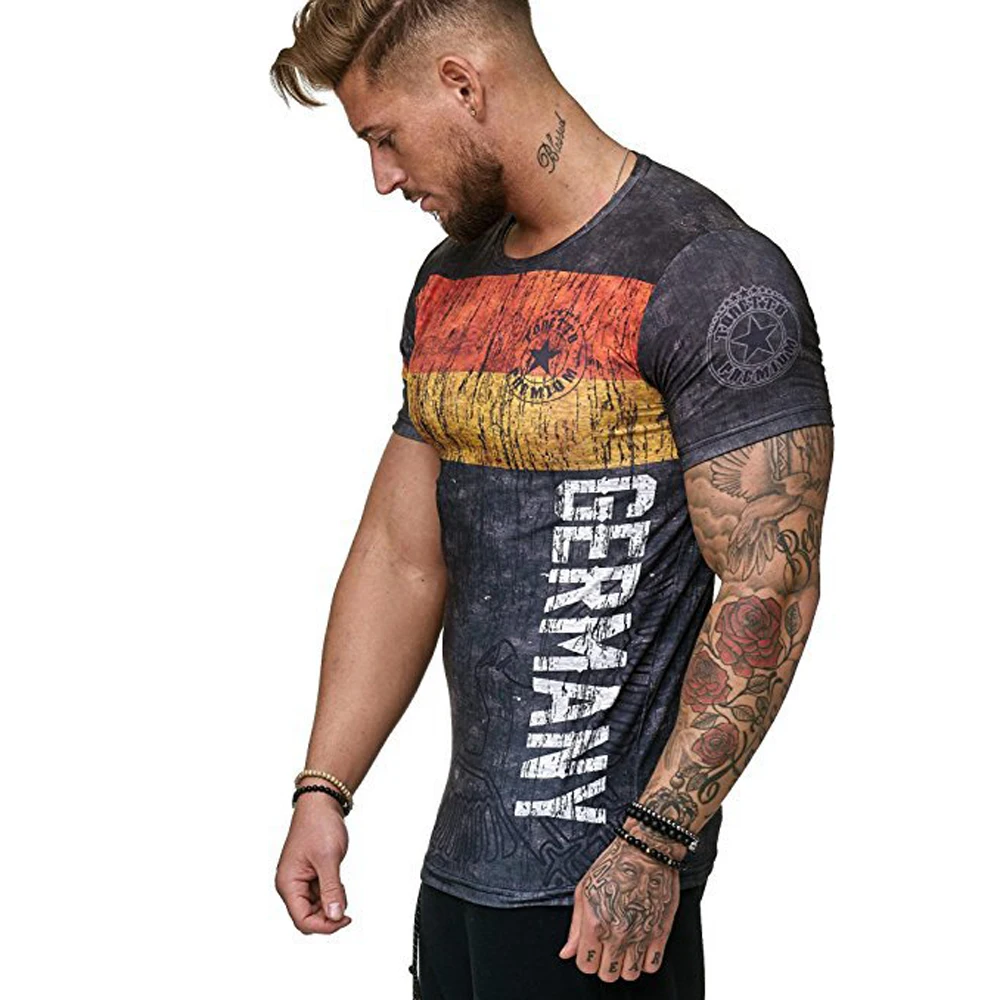 

Custom Round neck Short-Sleeved Men Cotton Fashion World Cup Printing T-Shirt, 5 options