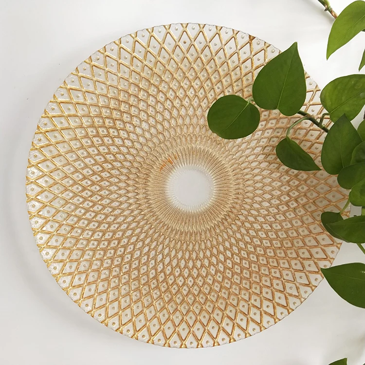 Clear Wholesale Bulk Wedding Glass Charger Plates Buy 13\" Embossed