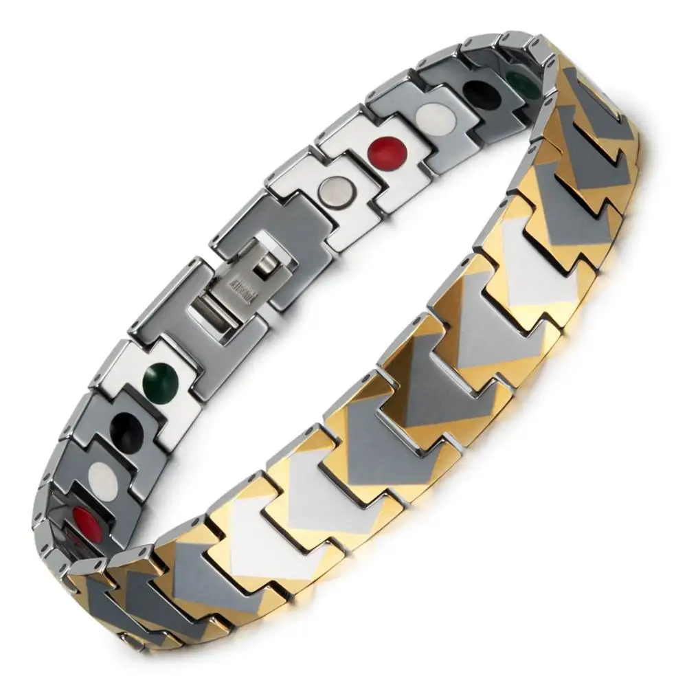 

Inox Fashion Wholesale Benefits Magnetic Gold Plated Tungsten Carbide Luxury Men Bracelet